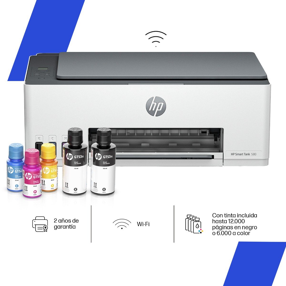 Impresora Multifuncional HP Smart Tank 580 Tinta Continua, Color, Wi-Fi, Smart App, Escaner (1F3Y2A)