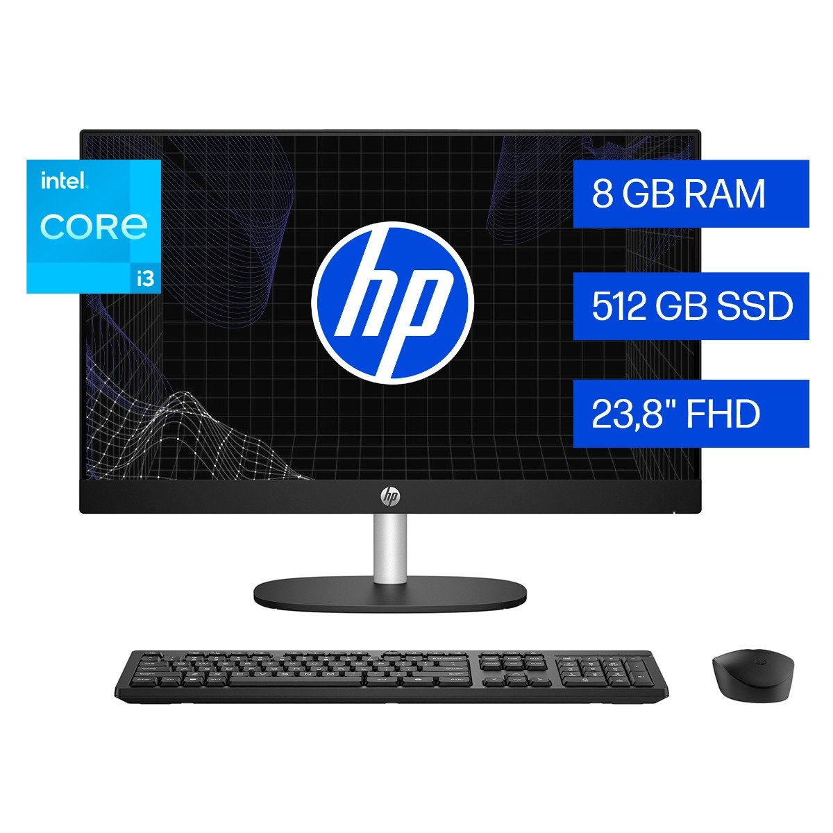 Todo-en-Uno HP 24-cr0336la, Intel Core i3, 8 GB RAM, 512 GB SSD, 23.8" FHD, Windows 11 Home