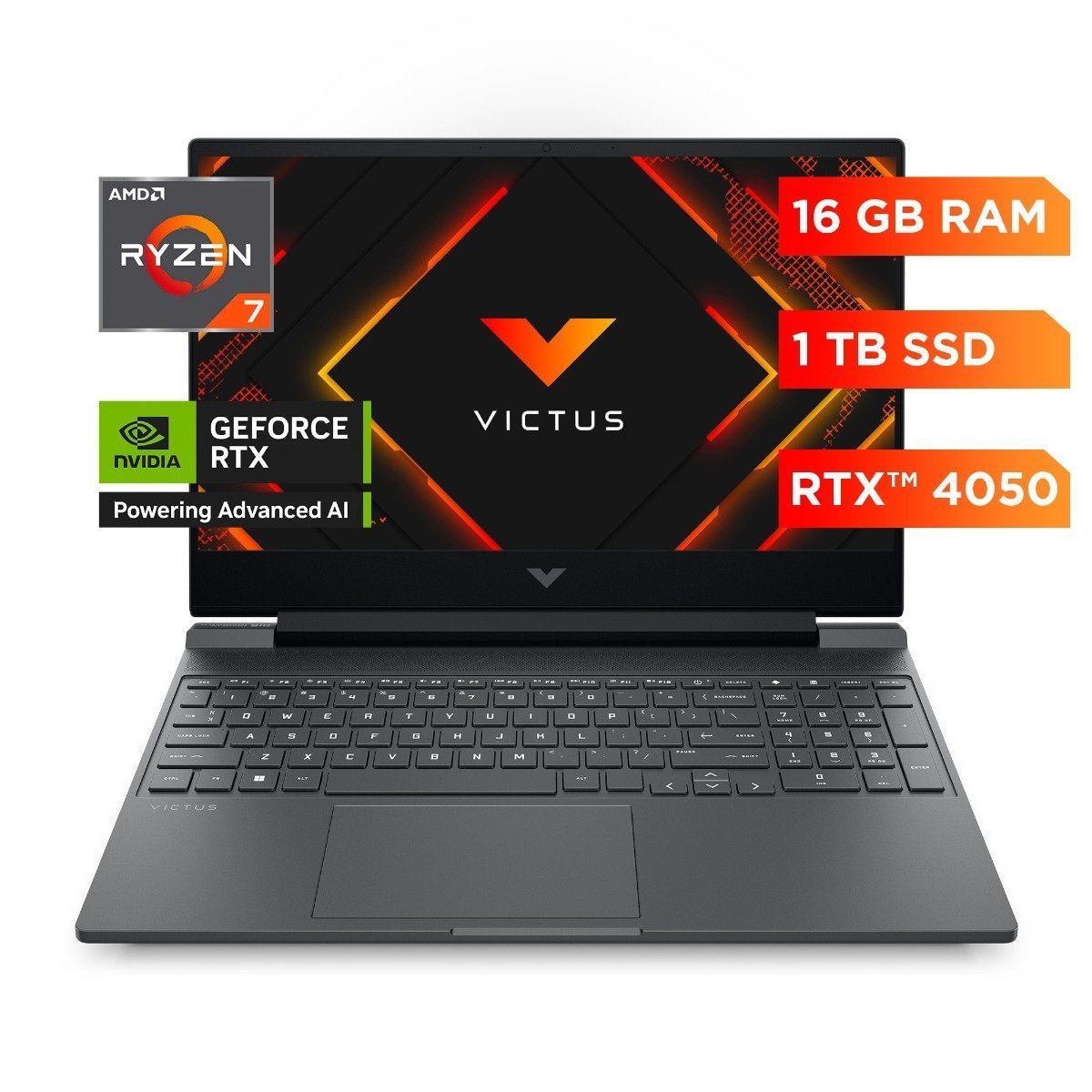 Notebook Gaming VICTUS 15-fb3036la, AMD Ryzen 7, 16 GB RAM, NVIDIA® GeForce RTX™ 4050, 1 TB SSD, 15.6" FHD, Windows 11 Home