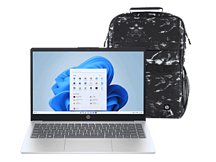 Notebook HP 14-em0002la + Mochila HP Campus - 14" - Cubierta azul claro de luna, base y marco de teclado en plata natural (7Y473LA-1)