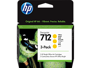 Pack de 3 Cartuchos de Tinta HP DesignJet 712 Amarillo (3ED79A)