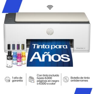 Impresora Multifuncional HP Smart Tank 583, Color, Wifi, Smart App, AirPrint (4A8D7A)