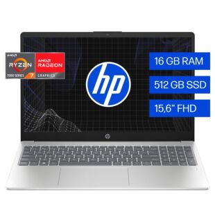 Notebook HP 15-fc0022la, AMD Ryzen 7, 16 GB RAM, 512 GB unidad de estado sólido, 15.6, FHD Windows 11 Home - 15.6" - ‌Natural silver (827B1LA)
