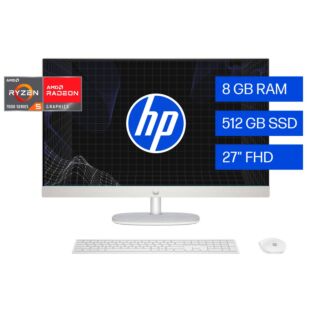 Todo-en-Uno  HP 27-cr0250la, AMD Ryzen 5, 8 GB RAM, 512 GB SSD, 27" FHD, Windows 11 Home