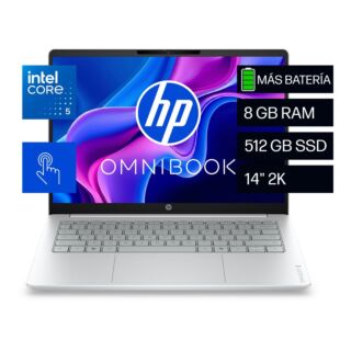 Notebook HP OmniBook 3 14-hu0052la, Intel Core 5, 8 GB RAM, 512 GB SSD, 14" Táctil 2K, Windows 11 Home