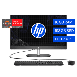 Todo-en-Uno HP ProOne 245 G10, Windows 11 Home Single Language, AMD Ryzen™ 5, 16GB RAM, 512GB SSD, FHD