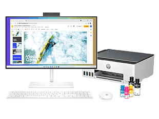 Todo-en-Uno HP 24-ck0002la + Impresora Multifuncional HP Smart Tank 520 - 23.8 - Blanco brillante (6A2U2LA-1)