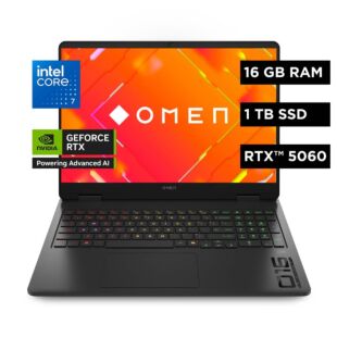 Notebook Gaming OMEN 16-am0018la, Intel Core i7, 16 GB RAM, NVIDIA GeForce RTX 5060, 1 TB SSD, 16" 2K 144 Hz, Windows 11 Home - 16" - Logotipo cromado negro y negro sombra (BZ4R6LA)