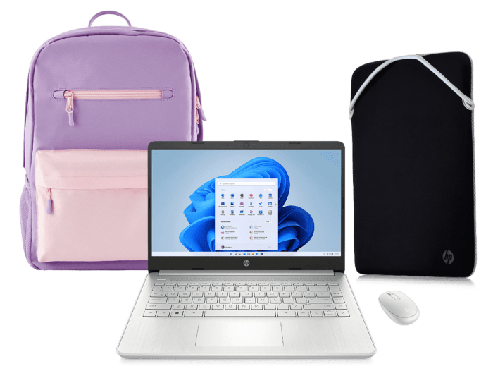 Notebook HP 14-dq5001la + Mouse HP 240 Blanco + Funda Reversible HP + Mochila HP Campus - 14
