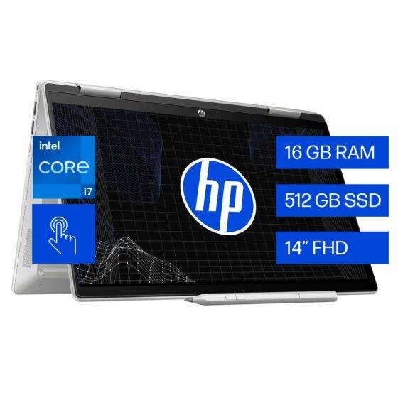 Notebook HP Pavilion x360 2-in-14-ek1002la, Intel Core i7, 16 GB RAM, 512 GB RAM Unidad de estado sólido, 14, Pantalla táctil, FHD Windows 11 Home - 14