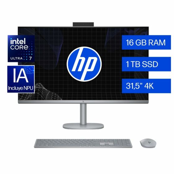 Todo-en-Uno HP OmniStudio X 32-c0001la, Intel Core Ultra 7, 16 GB, 1 TB SSD, 31.5, 4K UHD, Windows 11 Home Single Language - 31.5 - Plata meteoro (B2CD5LA)