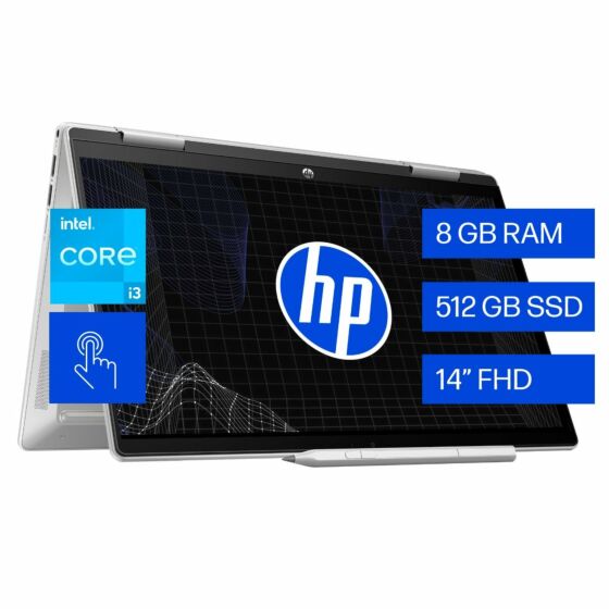Notebook 2 en 1 HP Pavilion x360 14-ek1013la, Intel Core i3, 8 GB RAM, 512 GB SSD, 14, Pantalla táctil, FHD Windows 11 Home - 14