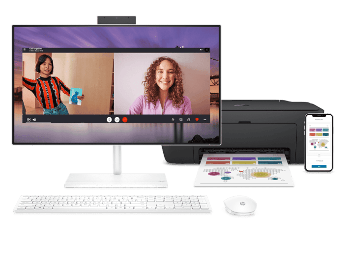 Todo-en-Uno HP 24-ck0001la + Impresora Multifuncional HP Deskjet Ink Advantage 2774 - 23.8 - Blanco brillante (6A2U1LA-1)