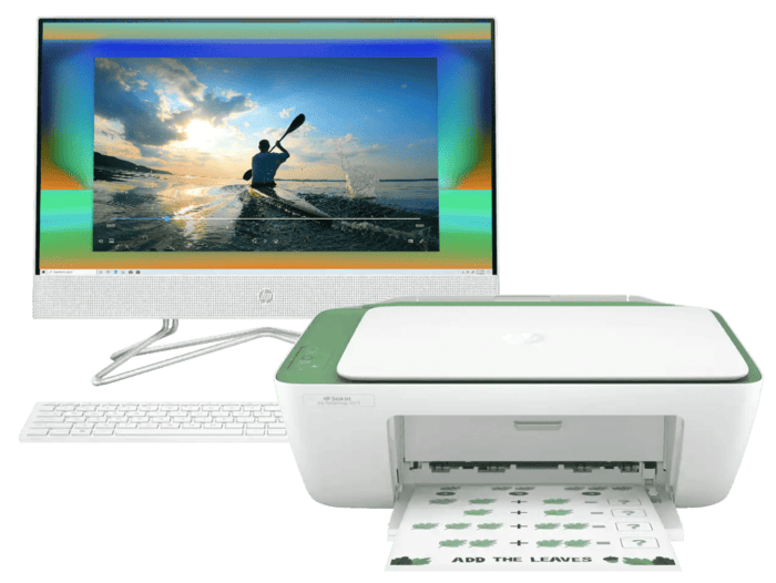 Todo-en-Uno HP 22-dd0533la + Impresora Multifuncional HP Deskjet Ink Advantage 2375 - 21.5-inch (54.61 cm) - Blanco nieve (54Z62LA-2)
