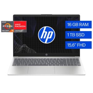 Notebook HP 15-fc0276la, AMD Ryzen 7, 16 GB RAM, 1 TB SSD, 15.6" FHD, Windows 11 Home - 15.6" - &zwnj;Natural silver (B9TR4LA)